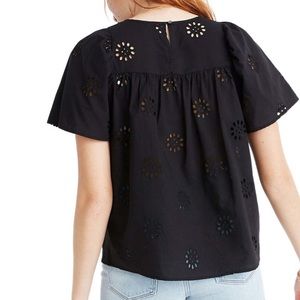 Madewell Sheer Black Floral Top